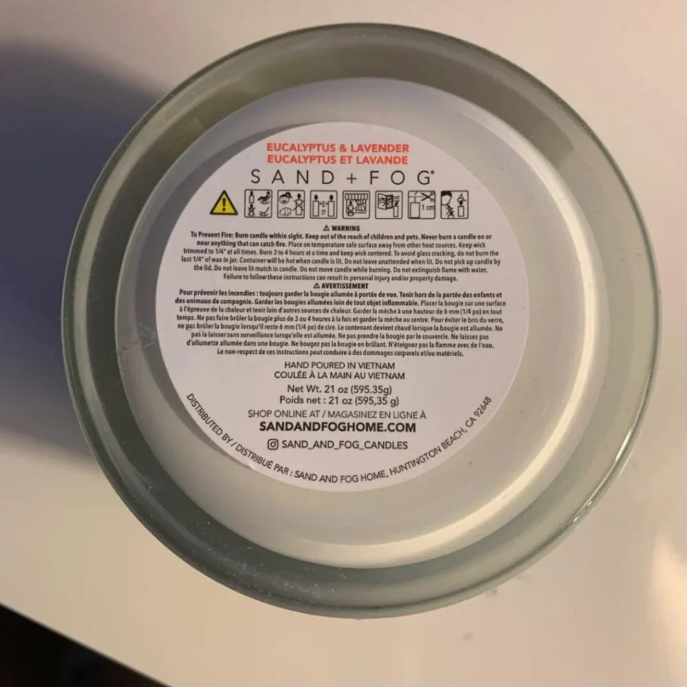 Sand + Fog Eucalyptus & Lavender scented candle